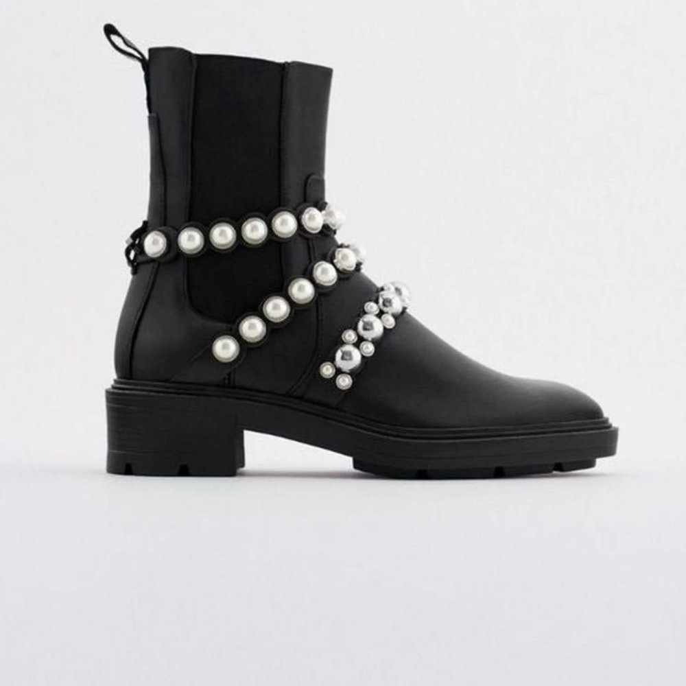 Zara Pearl Detail Boots